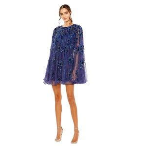 Mac Duggal Blue Sequin Mini Dress